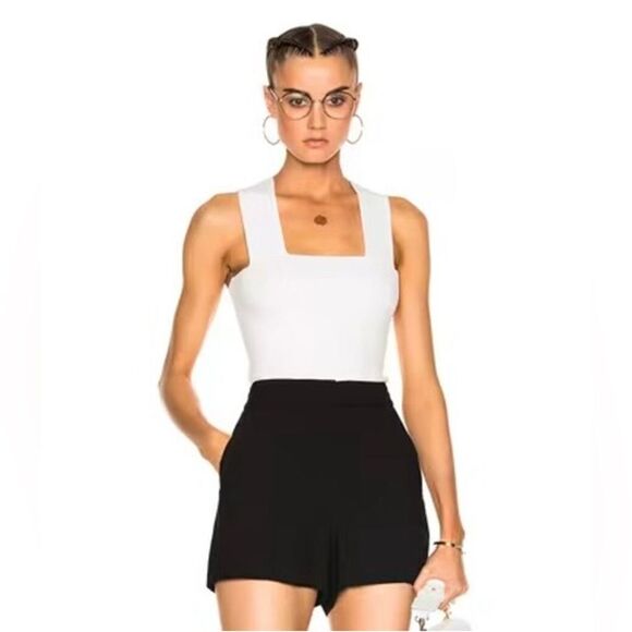 A.L.C. Size XS Lia Rib Knit Crop Tank Top White Coastal Clean Girl Minimalist - Picture 9 of 11